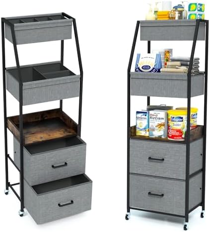 Baby Diaper Caddy Organizer and Storage - 5 Tier Rolling Cart with Dividers and Drawers, Mobile Utility Cart with Wheels for Nursery, Bedroom, Changing Table & Crib by Lurgno