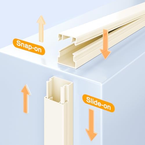 Delamu 157in Cord Covers for Wires on Wall, Cord Hider for 1 Cord, Paintable Cable Hider, Cable Management Wire Covers for Cords, L15.7 W0.55 H0.4in, Beige - Image 4
