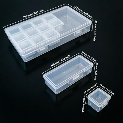 112 Pieces Mixed Sizes Rectangular Empty Mini Clear Plastic Organizer Box - Image 2