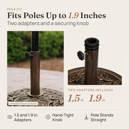 Backyard Expressions Patio Umbrella Base, Outdoor Umbrella Stand, Bronze - Image 5