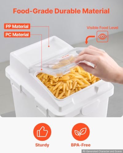 VEVOR Rice Storage Container 3 Pack 33 lbs/5.28 Gallons Dog Food Dispenser - Image 4