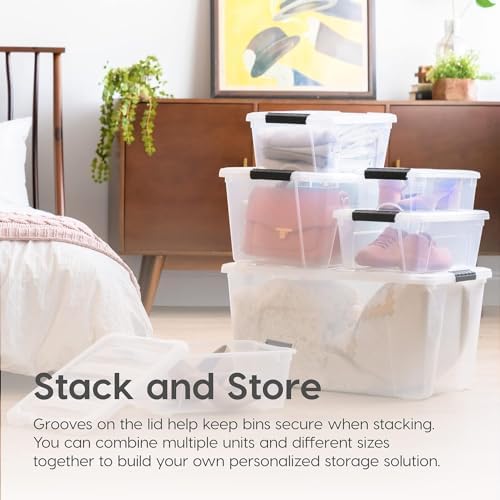 IRIS USA 4-Pack 13 Quart Storage Bins with Lids, Pearl - Image 4