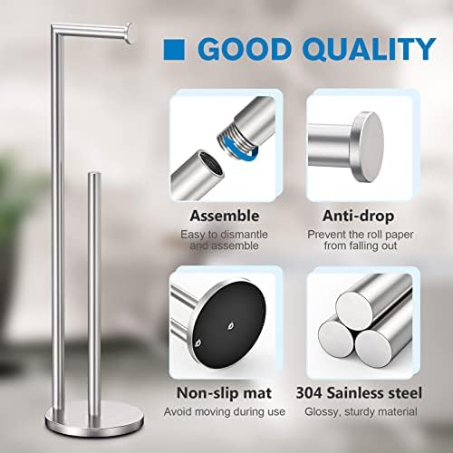 Toilet Paper Holder Stand, Brushed Nickel Toilet Paper Holder Free Standing - Image 3