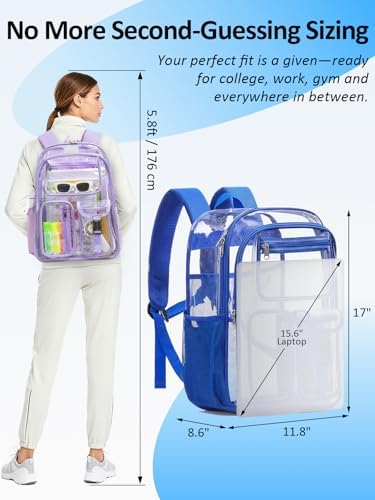 Clear Backpack for School, 17" Heavy Duty Double-Layer Clear Bookbag - Image 3