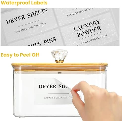 Dryer Sheet Holder with Lid, Clear Dryer Sheet Container, Dryer Sheet Dispenser with 4 Labels, Laundry Sheet Holder for Laundry Room and Organization - Image 5
