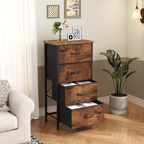 Sweetcrispy 4 Drawer Dresser, Tall Storage Cabinet for Bedroom and Closet - Image 4