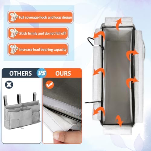 Bedside Caddy, Bedside Storage Bag Hanging Organizer for Bunk Dorm Bed Rail - Image 5