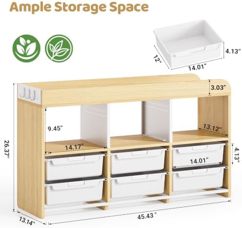 Classroom Storage Organizer with 6 Bins, 3 Shelves and Pegboard, White - Image 4