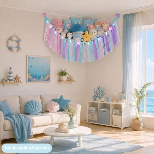 FIOBEE Stuffed Animals Net LED Light Toy Hammock for Kids Bedroom Storage - Image 5