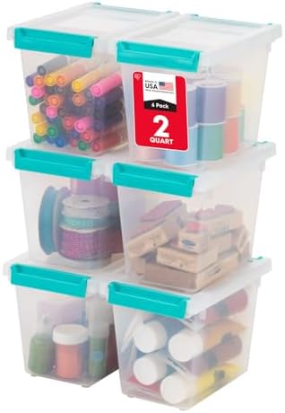 IRIS USA Storage Bins with Lids |Made in USA| 2 Qt Tall - (6-Pack) - Clear by IRISUSA