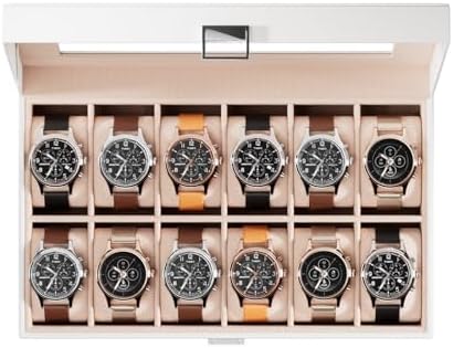 ProCase Watch Box Organizer, 12 Slot Watch Display Case, White by ProCase