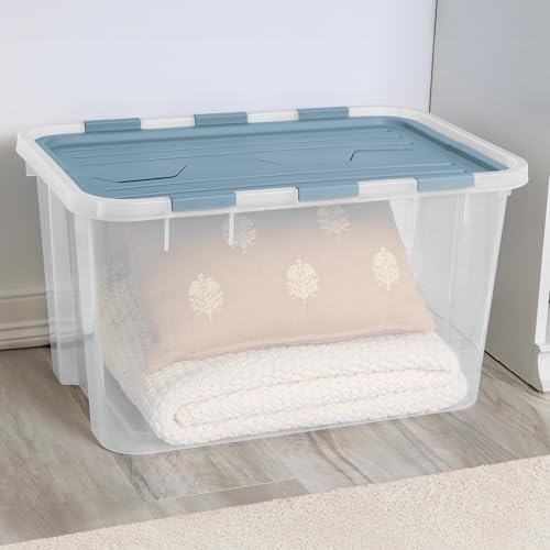 SteriliteHinged Lid Storage Box Plastic Container, 60 Quart, 6 Pack - Image 6