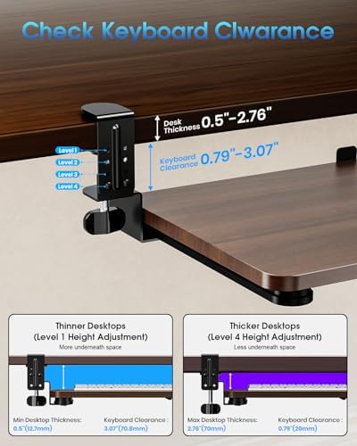 Large Keyboard Tray Under Desk, Pull Out Keyboard & Mouse Tray for Typing - Image 7
