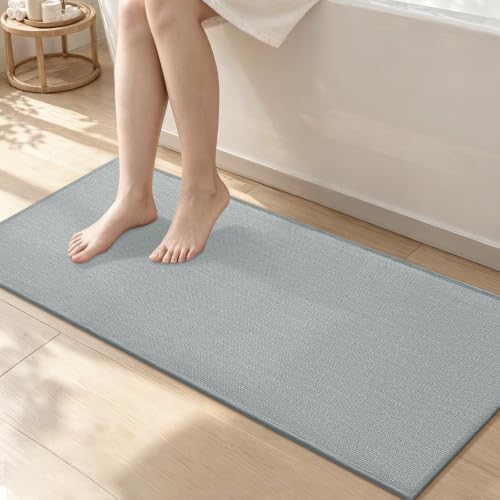 chakme Bathroom Rugs Mat 47x17, Ultra Thin Non Slip Bath Mat Runner Quick Dry Absorbent Bath Mat for Bathroom Floor, (Light Grey, 47"x17") by CHAKME