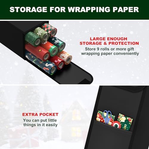 Christmas Wrapping Paper Storage Containers,30 Inch Gift Wrapping Organizer Storage,Fits 9 Standard Rolls of Wrapping Paper,600D Breathable Fabric, Square - Image 3