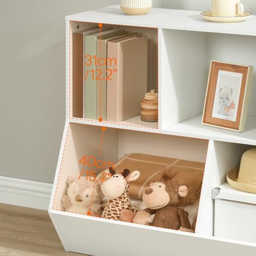 HOOBRO Kids Bookshelf - 39.4" L Toy Storage Cabinet, Bookcase Footboard, Cubby Shelf, Fit for Children's Room, Playroom, Hallway, Kindergarten, White WT132CW01 - Image 7