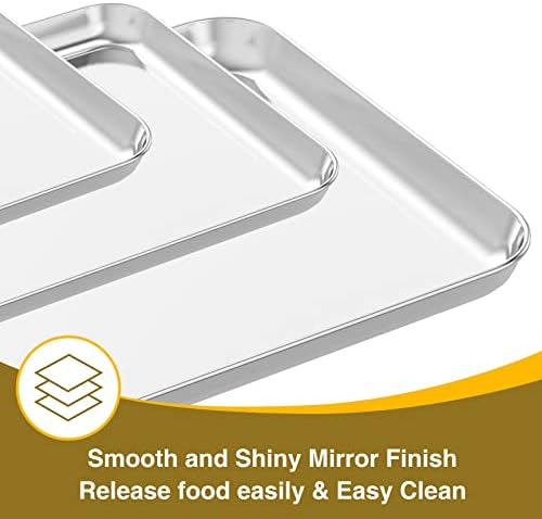 Wildone Baking Sheet with Rack Set (3 Pans + 3 Racks), Stainless Steel Baking Pan Cookie Sheet with Cooling Rack, Non Toxic & Heavy Duty & Easy Clean - Image 2