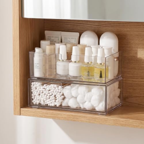 Stackable Medicine Cabinet Makeup Organizer for Bathroom, 2 Pack by Unknown