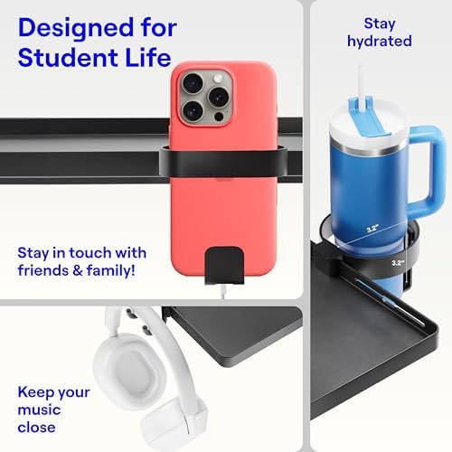BedShelfie Bedside Shelf for Dorm Room - Dorm Essential, Black - Image 4
