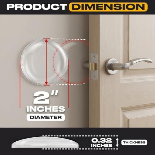 12 Pack Silicone Door Stoppers, 2 Inch Clear Wall Protectors for Door Knobs - Image 2