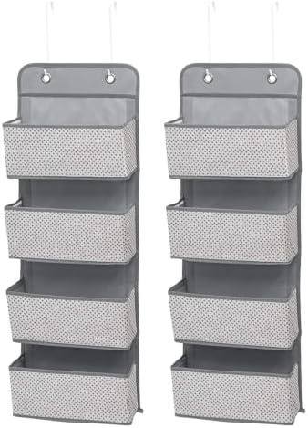 Delta Children 4 Pocket Over The Door Hanging Organizer - 2 Pack, Easy Storage/Organization Solution - Versatile and Accessible in Any Room in the House, Cool Grey by DeltaChildren