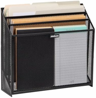 Mind Reader Vertical File Storage, Desktop Organizer, Workspace, Office, Metal Mesh, 12.5"L x 3.75"W x 11.5"H, Black by MindReader