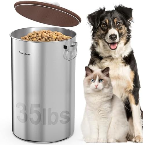 35 lb Stainless Steel Dog Food Storage Container with Airtight Lid for Pet by PawLibero