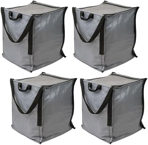 DURASACK 22-Gallon Zipper Top Heavy Duty Storage Tote Bags, 4-Pack, Gray by DURASACK