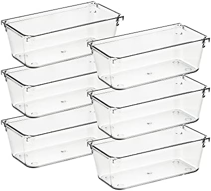 Ravinte 6 Pack Drawer Organizer, 3" x 6" Plastic Storage Bins by Ravinte