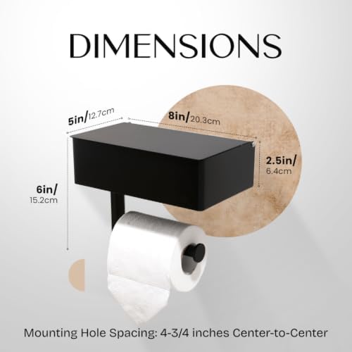 Day Moon™ - Toilet Paper Holder with Shelf & Storage - Wall Mount, Black - Image 6