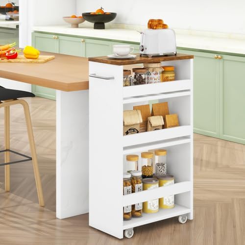 IBUYKE Slim Storage Cart Skinny Rolling Cart Utility Trolley UWST005W-L - Image 2