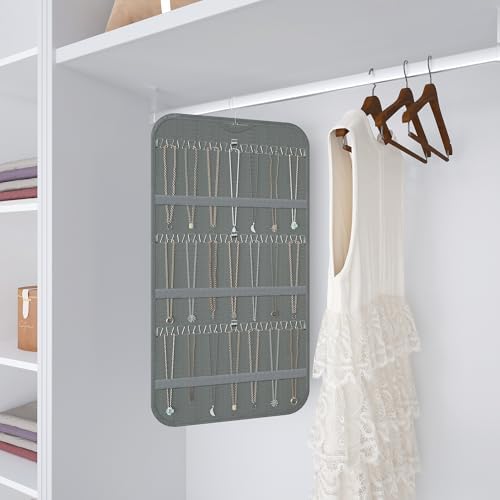Double-Sided Hanging Jewelry Organizer for Necklaces Earrings, 2-Pack, Grey - Image 2
