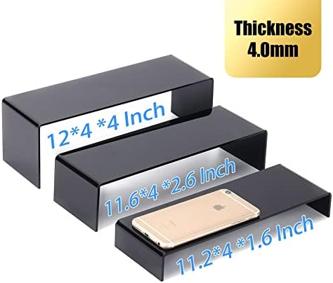 ANDGOO 6Pcs Black Large Acrylic Risers, 2 Set(11.2”L-11.6”L-12”L) - Image 2