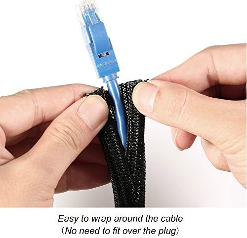 Cable Management Sleeve, Split Design, 25FT - 1/4 Inch, Black - Image 2