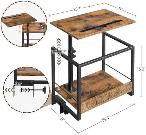 YATINEY Bedside Shelf, Bunk Bed Shelf with Storage and 360° Rotating, Clip-on Loft & Bunk Bed Tray Shelf, Nightstand for College Dorm Room, Apartment, Rustic Brown and Black ET21BR - Image 2