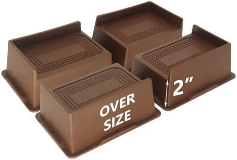 4 Pack Bed Risers 2 inch Heavy Duty Dark Brown, Furniture Risers by HANIHUA