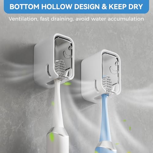 MOPMS Single Slot Toothbrush Holders Wall Mounted with Cover for Bathrooms - Image 3