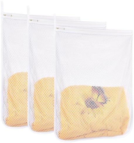 3 pcs Durable Honeycomb Mesh Laundry Bags for Delicates 16" x 19" (3 Large) by RoomyRoc