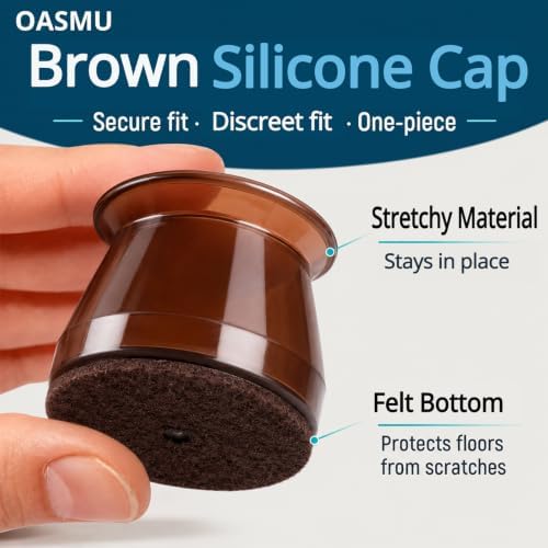 OASMU 32 Pcs Chair Leg Floor Protectors for Hardwood Floors Brown Small - Image 5