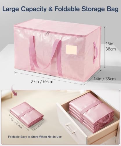 Moving Bags Heavy Duty Extra Large 10-Pack, 110 LBS Load Storage Bag, Pink - Image 2