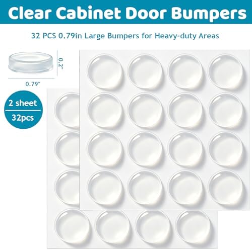 Clear Cabinet Door Bumpers, 32Pcs Self-Adhesive Silicone Pads - Image 4