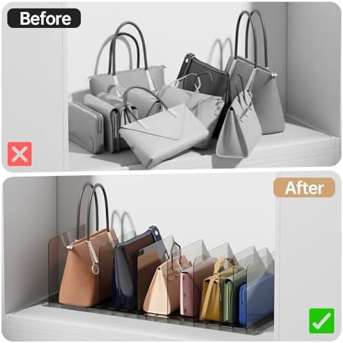 PAVSTINE 2 Pack Adjustable Purse Organizer, Stackable Closet Storage, Black - Image 5