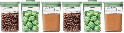 OXO Good Grips Airtight POP Container | Pistachio | Push Button Seal | For Sugar & Flour | 3 Containers with Mini Scoops, Pack of 2 by Unknown