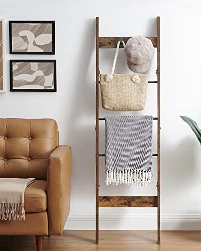 Hzuaneri Blanket Ladder Decorative Quilt Rack with 4 Removable Hooks - Image 6