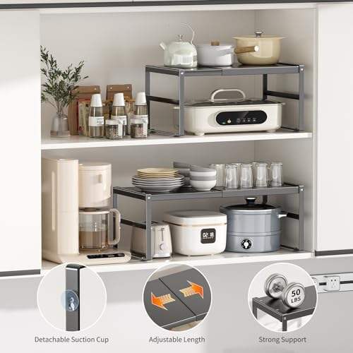 Expandable Kitchen Organizer Shelf, Cabinet Countertop Shelves - Image 3
