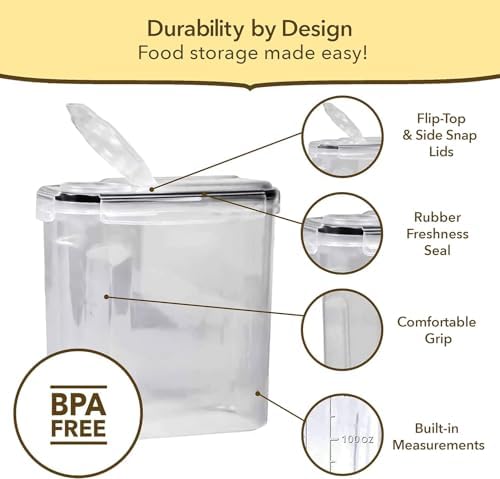 Simply Gourmet Airtight Cereal Containers with Lids – 3 Piece Tall Kitchen Pantry Organization Set, BPA-Free Clear Plastic, Pour Spout Lids for Breakfast Cereal, Rice, Flour, Sugar, Snacks - Image 5