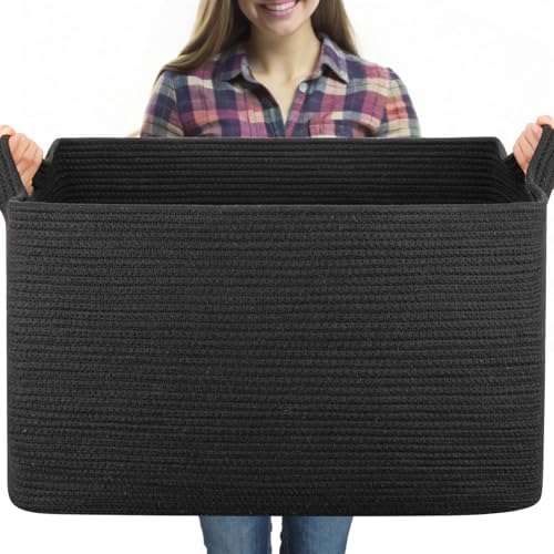 OIASKET 95L Extra Large Blanket Basket, 24" x 16.9" x 14.2" Woven Basket by OIASKET