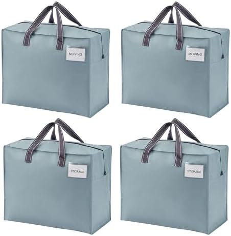 VENO Heavy Duty Moving Bags, Storage Bags, 13 Gallon, Light Blue, 4 Pack by Veno