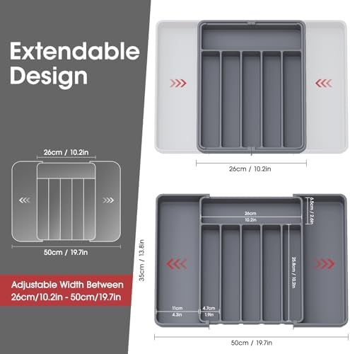 Aujen Silverware Drawer Organizer, Adjustable Utensil Cutlery Tray - Image 6