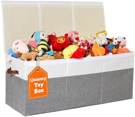 Extra Large Toy Box with Lid,Collapsible Toy Storage Chest Bin,Grey by Uniency